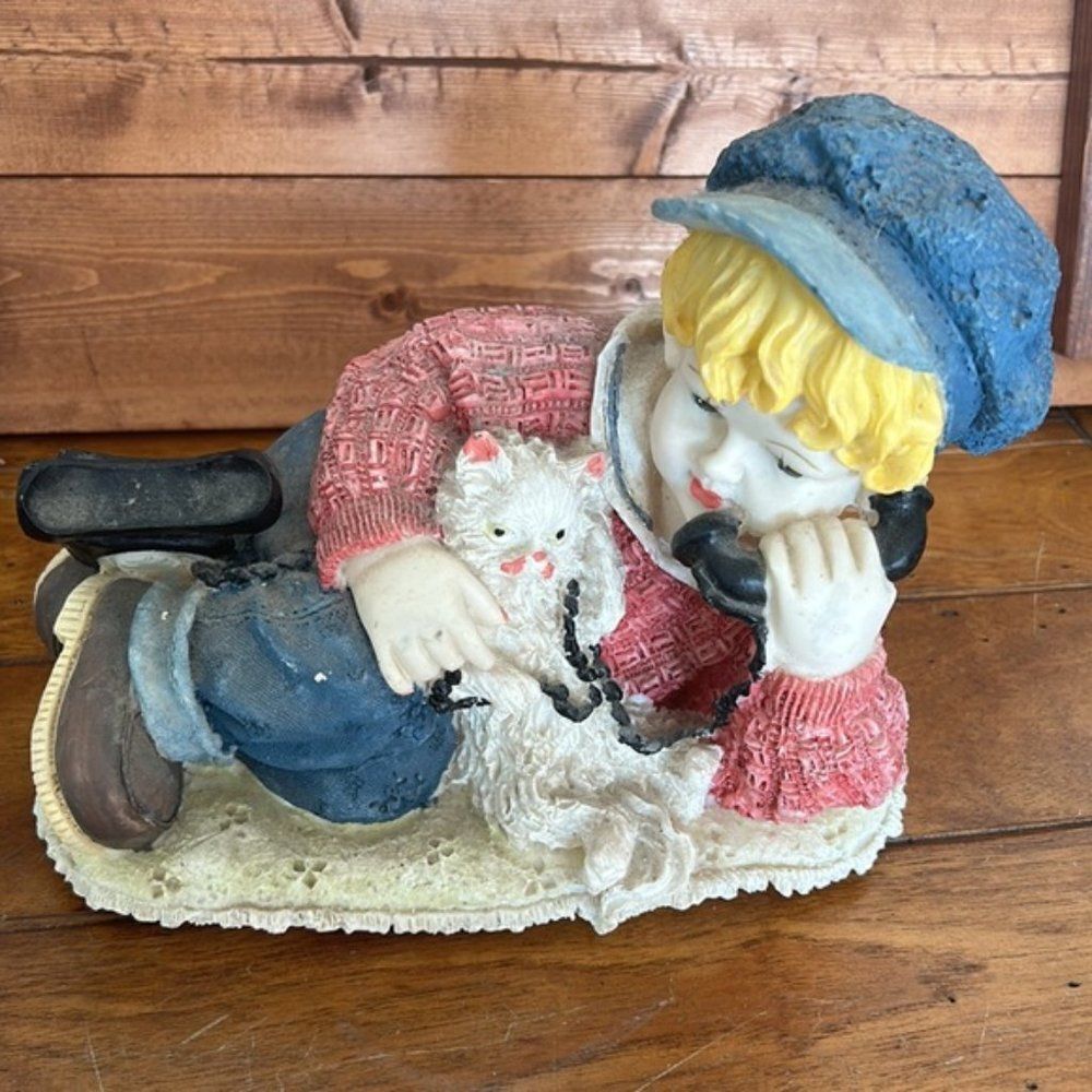 Vintage BOY  with cat and phone PZB2600-8